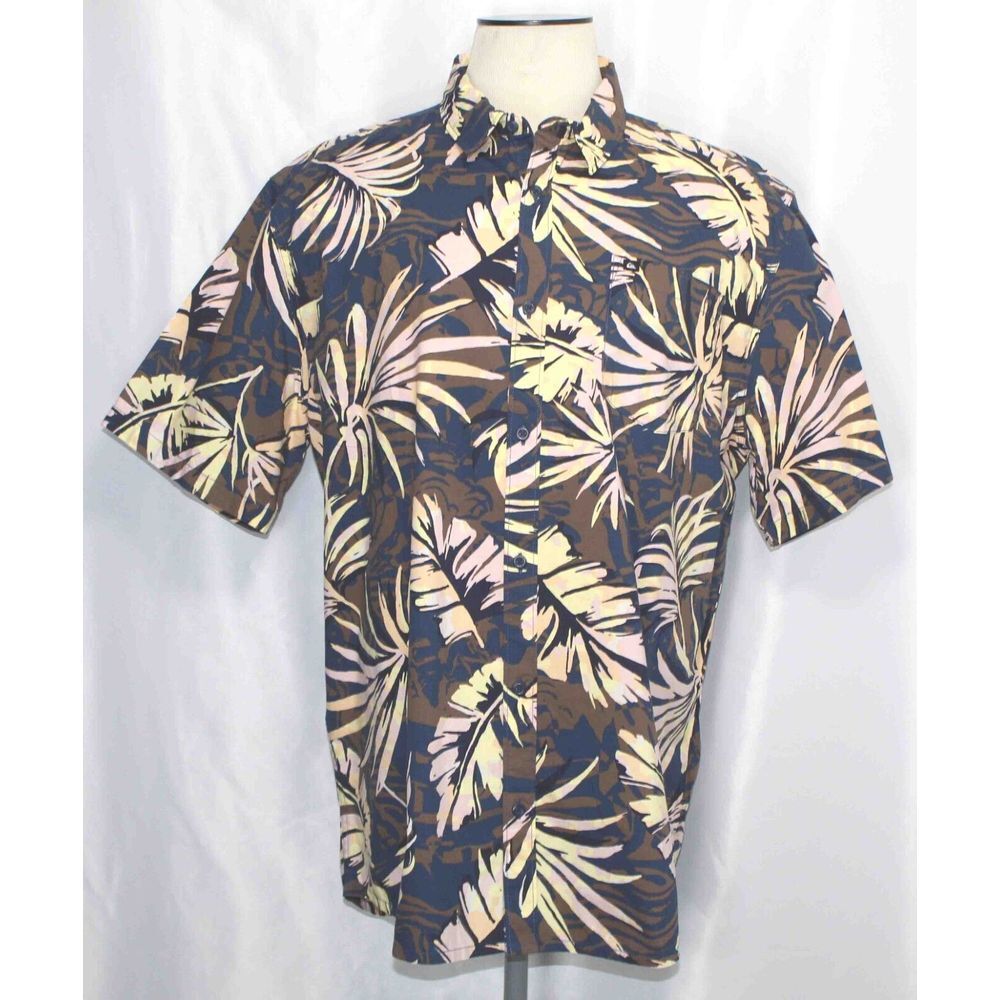 Quicksilver Hawaiian Brushed Palm Shirt Mens Size 2XL NEW with tags